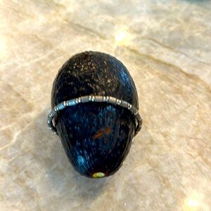 Alex and Ani bracelet, dark silver/pewter color with textured beads.